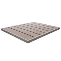 BFM Seating Seaside 30" x 51" Rectangular Soft Gray Aluminum Outdoor / Indoor Table Top - Synthetic Teak