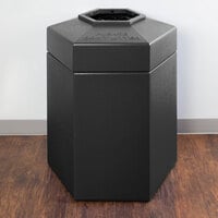Commercial Zone 737224 PolyTec 45 Gallon Charcoal Hexagonal Waste Container with Open Top