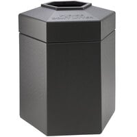 Commercial Zone 737224 PolyTec 45 Gallon Charcoal Hexagonal Waste Container with Open Top