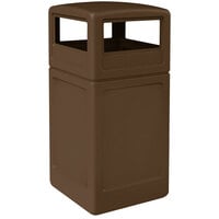 Commercial Zone 73293799 PolyTec 42 Gallon Square Brown Waste Container and Dome Lid Set