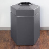 Commercial Zone 737203 PolyTec 45 Gallon Gray Hexagonal Waste Container with Open Top