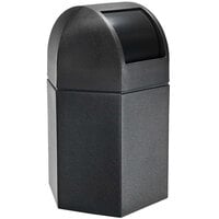 Commercial Zone 73790199 PolyTec 45 Gallon Black Hexagonal Waste Container with Dome Lid