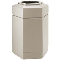 Commercial Zone 737102 PolyTec 30 Gallon Beige Hexagonal Waste Container with Open Top