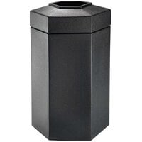 Commercial Zone 737501 PolyTec 50 Gallon Black Hexagonal Waste Container with Open Top