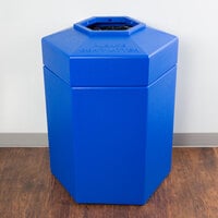 Commercial Zone 737204 PolyTec 45 Gallon Blue Hexagonal Waste Container with Open Top