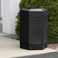 Commercial Zone 737101 PolyTec 30 Gallon Black Hexagonal Waste Container with Open Top