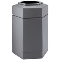 Commercial Zone 737103 PolyTec 30 Gallon Gray Hexagonal Waste Container with Open Top