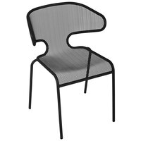 BFM Seating DV360BL Maze Black Stackable Steel Outdoor / Indoor Armchair