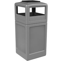 Commercial Zone 73300399 PolyTec 42 Gallon Square Gray Waste Container and Ashtray Dome Lid Set