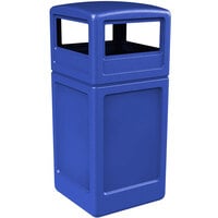 Commercial Zone 73290499 PolyTec 42 Gallon Square Blue Waste Container and Dome Lid Set