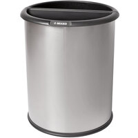 Commercial Zone 781029 Precision InRoom 12.8 Qt. / 3.2 Gallon Classic Stainless Steel Round Recycler Trash Receptacle / Wastebasket with Black Liners