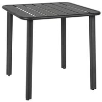 BFM Seating Vista 32" Square Black Aluminum Outdoor / Indoor Standard Height Table with Umbrella Hole