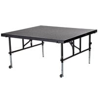National Public Seating TFXS48481624C02 Transfix 48 inch x 48 inch Adjustable Portable Stage with Gray Carpet - 16 inch to 24 inch Height