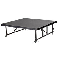 National Public Seating TFXS48482432C02 Transfix 48 inch x 48 inch Adjustable Portable Stage with Gray Carpet - 24 inch to 32 inch Height