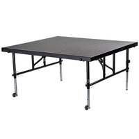 National Public Seating TFXS48482432C02 Transfix 48 inch x 48 inch Adjustable Portable Stage with Gray Carpet - 24 inch to 32 inch Height