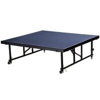 National Public Seating TFXS48482432C04 Transfix 48 inch x 48 inch Adjustable Portable Stage with Blue Carpet - 24 inch to 32 inch Height