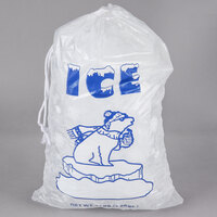8 lb. Clear Plastic Drawstring Ice Bag with Polar Bear Graphic - 500/Case