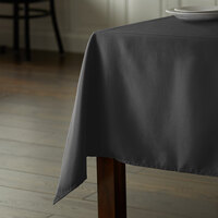 Intedge 45 inch x 110 inch Rectangular Black 100% Polyester Hemmed Cloth Table Cover