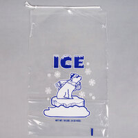 10 lb. Clear Plastic Drawstring Ice Bag with Polar Bear Graphic   - 500/Case