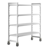 Cambro CPHU216067V4480 Camshelving® Premium High Density Mobile Shelving Unit with 4 Vented Shelves - 21" x 60" x 67"