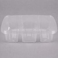 Polar Pak 5RH076-3P-C 11 inch x 7 inch Clear 3 Compartment Plastic Deli Platter / Catering Tray with Lid - 10/Pack