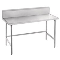 Advance Tabco Spec Line TVKS-306 30 inch x 72 inch 14 Gauge Stainless Steel Commercial Work Table with 10 inch Backsplash