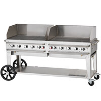 Crown Verity RCB-72WGP-SI-LP 72" Pro Series Outdoor Rental Grill with Single Gas Inlet and Wind Guard Package