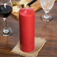 Sterno 40172 9 1/2 inch Red Wax Pillar Candle - 6/Case