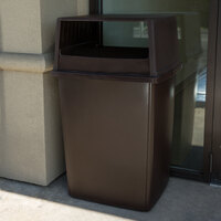 Rubbermaid Glutton 56 Gallon Brown Rectangular Trash Can and Lid with Doors