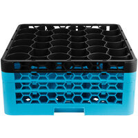 Carlisle RW30-2C OptiClean NeWave 30 Compartment Black Color-Coded Glass Rack with 3 Extenders