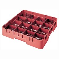 Cambro 16S434163 Camrack 5 1/4 inch High Customizable Red 16 Compartment Glass Rack