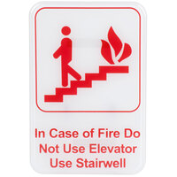 In Case Of A Fire Do Not Use Elevator, Use Stairwell Sign - Red and White, 9" x 6"