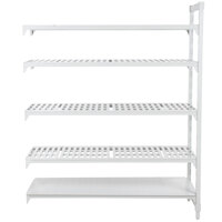 Cambro CPA244884VS5PKG Camshelving® Premium Stationary Add-On Shelving Unit with 4 Vented Shelves and 1 Solid Shelf - 24 inch x 48 inch x 84 inch