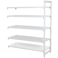 Cambro CPA246084VS5PKG Camshelving® Premium Stationary Add-On Shelving Unit with 4 Vented Shelves and 1 Solid Shelf - 24 inch x 60 inch x 84 inch