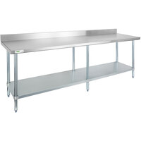 Regency 24" x 96" 18-Gauge 304 Stainless Steel Commercial Work Table with 4" Backsplash and Galvanized Undershelf