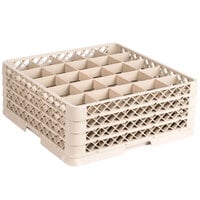 Vollrath TR13BBBB Traex® Low Profile Full-Size Beige 25-Compartment 6 3/4" Glass Rack with 4 Extenders