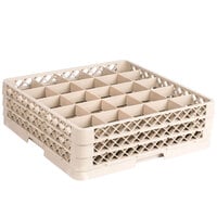 Vollrath TR13BBB Traex® Low Profile Full-Size Beige 25-Compartment 5 1/8 inch Glass Rack with 3 Extenders