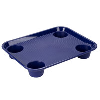 GET FT-20-CB 14 inch x 17 inch Light-Duty Polypropylene Cobalt Blue Fast Food Tray with Cup Holders