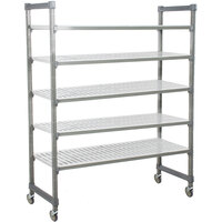 Cambro EMU244870V5580 Camshelving® Elements Mobile Shelving Unit with 5 Vented Shelves - 24 inch x 48 inch x 70 inch