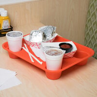 GET FT-20-OR 14 inch x 17 inch Light-Duty Polypropylene Orange Fast Food Tray with Cup Holders