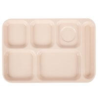 GET TR-153-T 10 inch x 14 1/2 inch Tan Right Handed 6 Compartment Plastic Tray - 12/Case