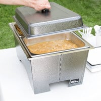 Sterno Silver Vein Fold Away Chafer with Lid and 2 Half Size Pans