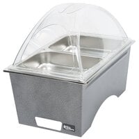 Sterno Silver Vein Stackable Chafer with Clear Dome Cover and 2 Half Size Pans