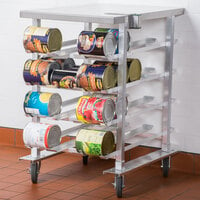 Regency CANRK72SS Half Size Mobile Aluminum Can Rack for #10 and #5 Cans with Stainless Steel Top and Mounted #1 Can Opener Base