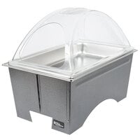 Sterno Full Size Silver Vein Fold Away Chafer with Clear Dome Cover and Full Size Pan