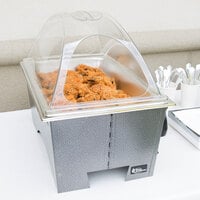Sterno Full Size Silver Vein Fold Away Chafer with Clear Dome Cover and Full Size Pan