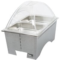 Sterno Silver Vein Fold Away Chafer with Clear Dome Cover and 2 Half Size Pans