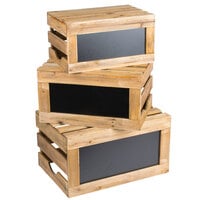 Tablecraft RCBCRATE1 3-Piece Natural Wood Chalkboard Crate Riser Set