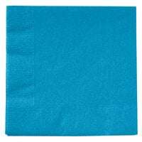 Creative Converting 803131B Turquoise Blue 2-Ply Beverage Napkin - 50/Pack
