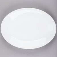 World Tableware 840-530R-30 Porcelana Rolled Edge Coupe Platter 13 1/2 inch x 10 inch Bright White Oval Porcelain - 12/Case